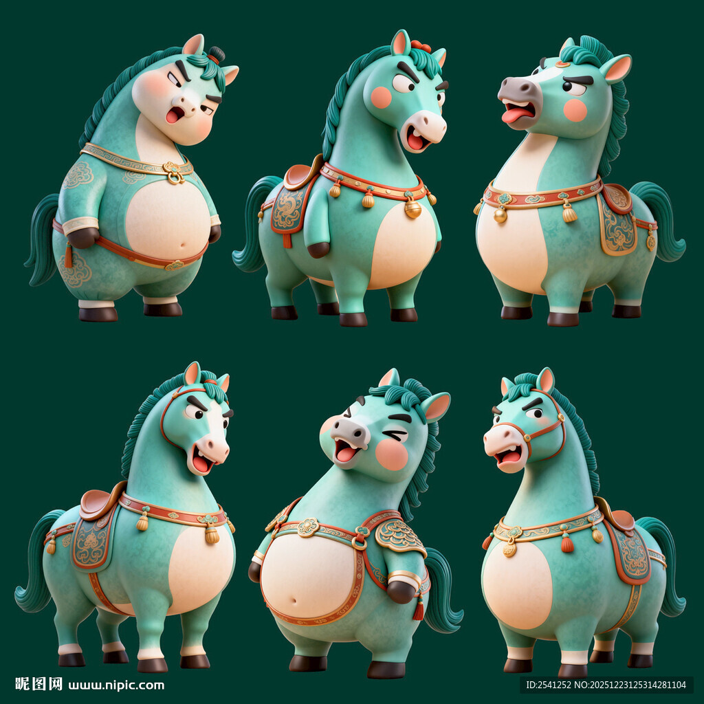 多彩卡通马形象设计马表情包