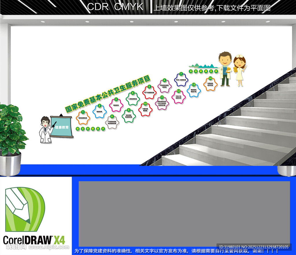  中医药健康管理楼梯文化墙