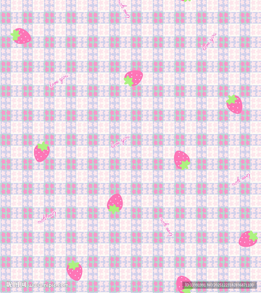 草莓格子图案背景