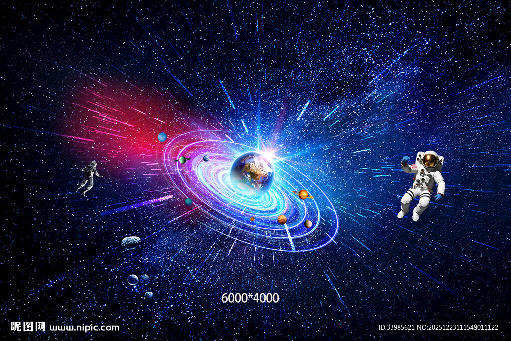 梦幻太空场景与宇航员