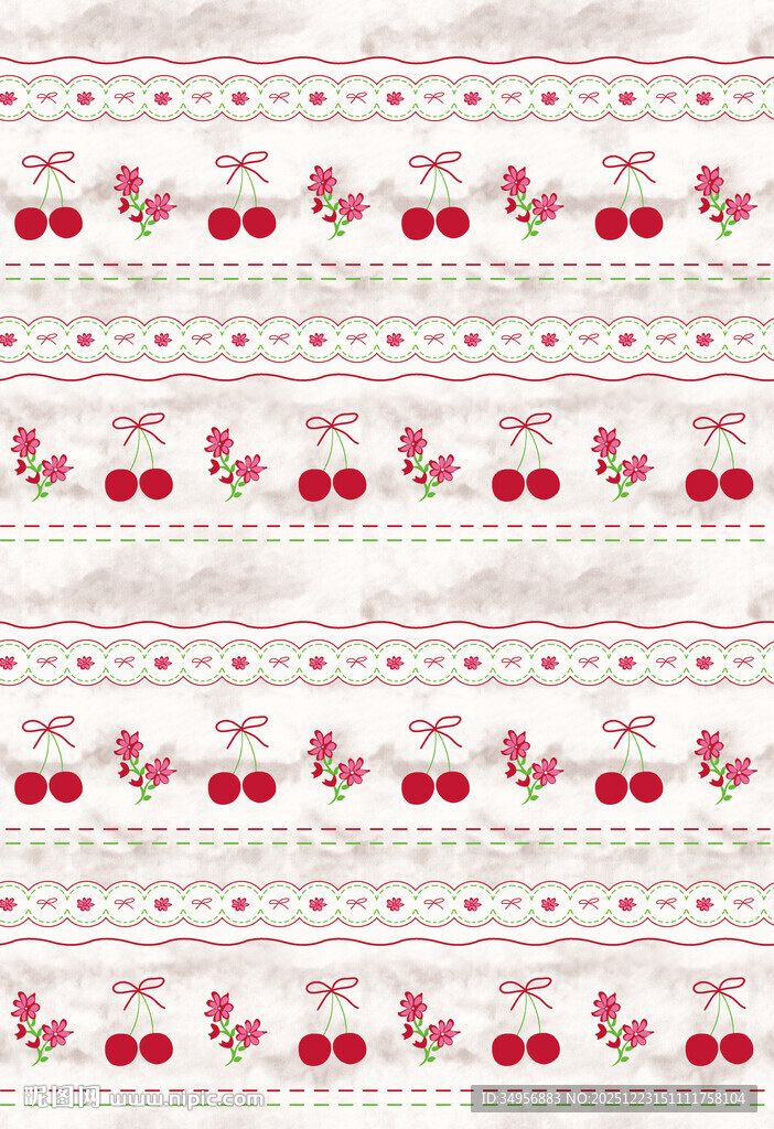 樱桃图案的精美重复背景