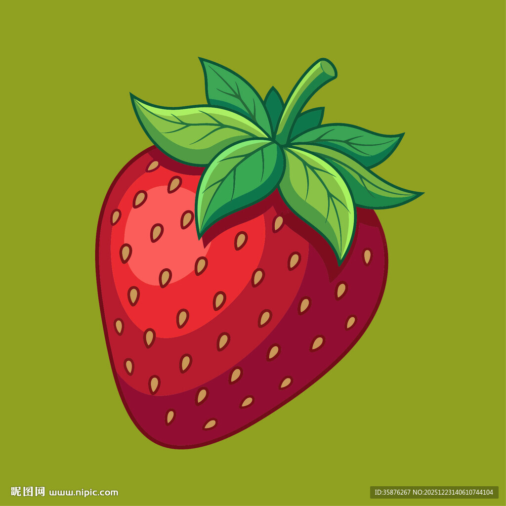 鲜美多汁红草莓插画