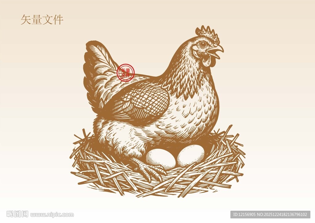 手绘母鸡插画