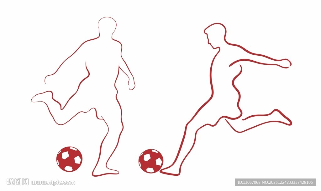 足球运动员踢球动态剪影