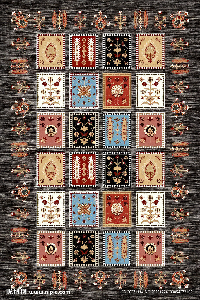 复古拼布图案地毯设计