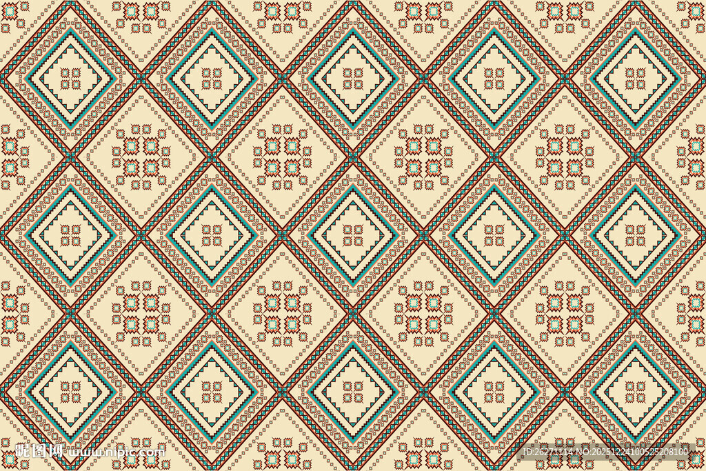 几何图案复古风花纹背景