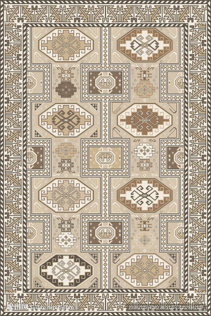复古风几何图案地毯