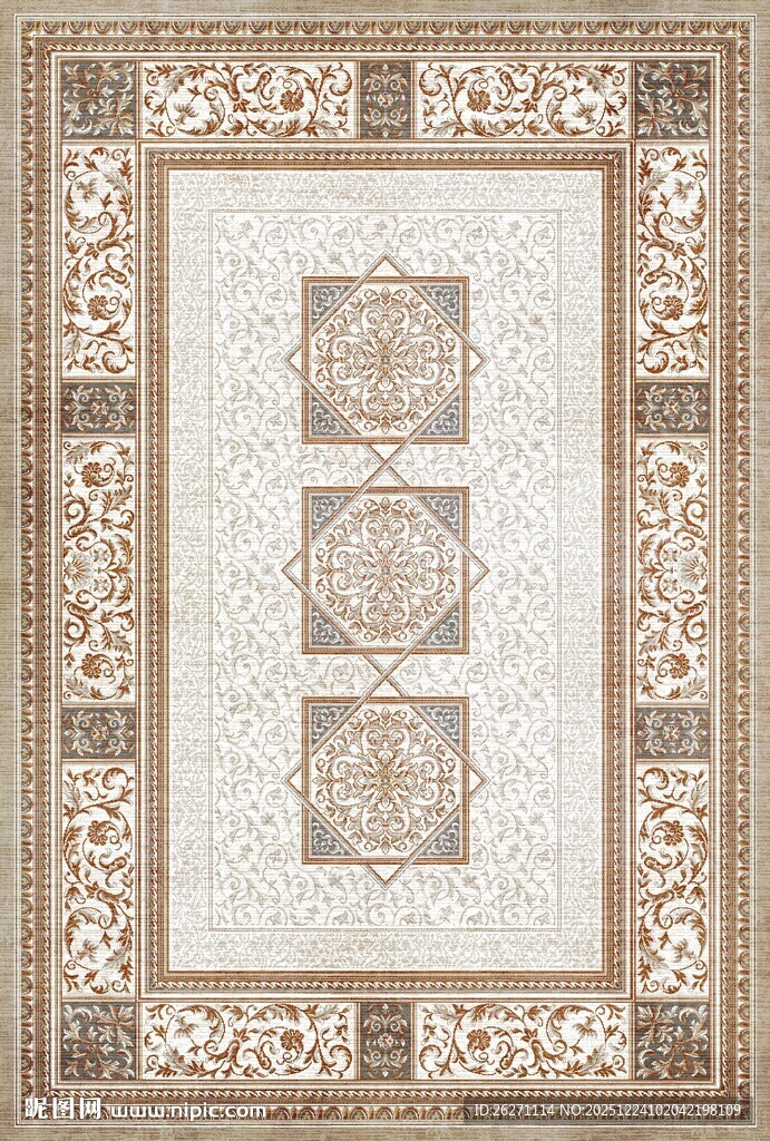 复古花纹方形精美地毯
