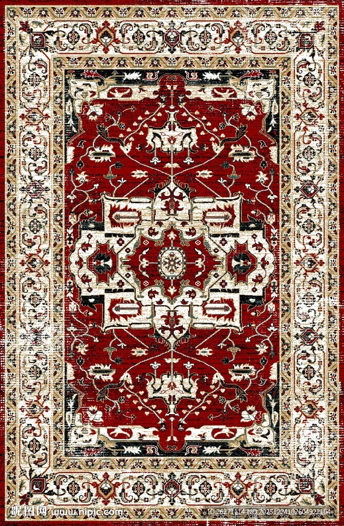 传统红色精美花纹地毯