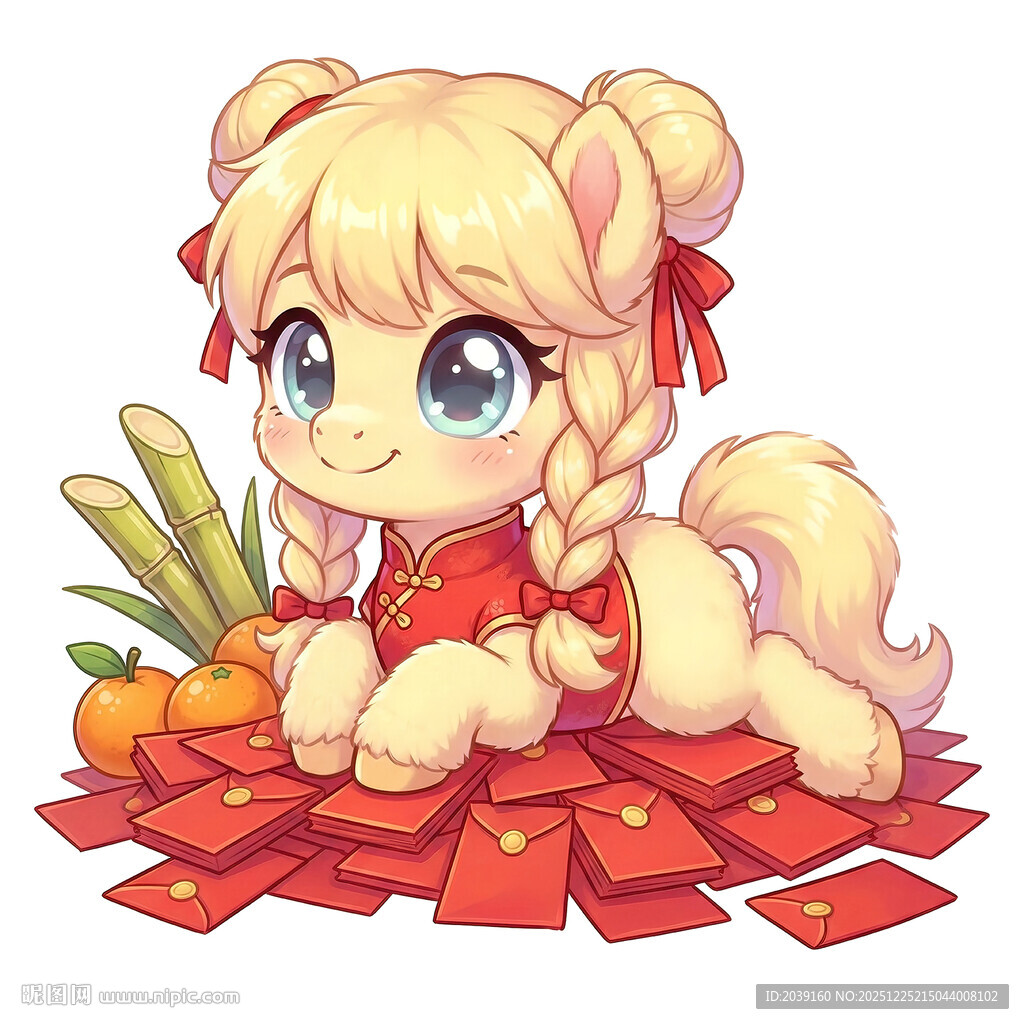 可爱小马持红包喜庆形象