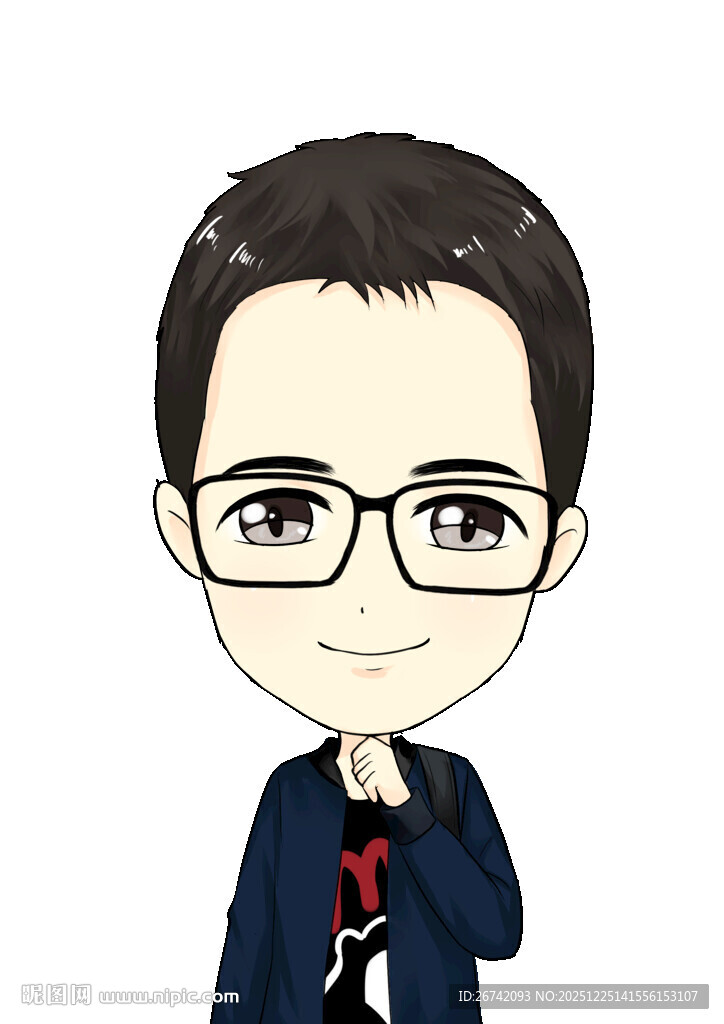 戴眼镜的可爱卡通男生Q版