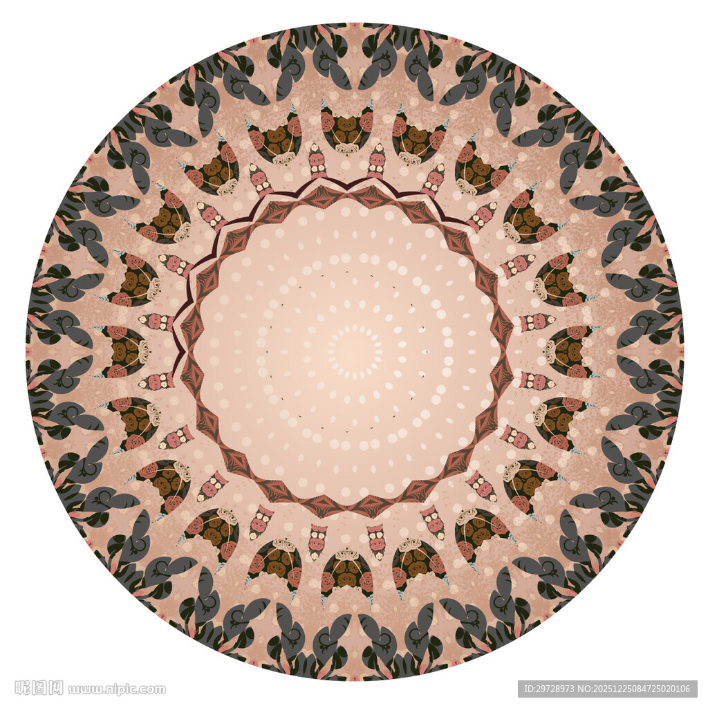 圆形复古地毯花纹图案