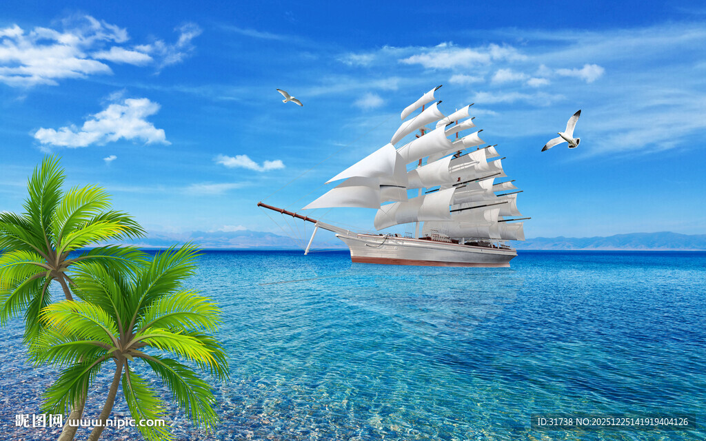 蓝天大海背景墙