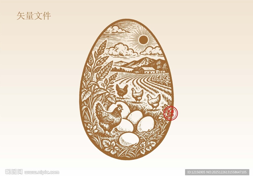 鸡蛋插画版画