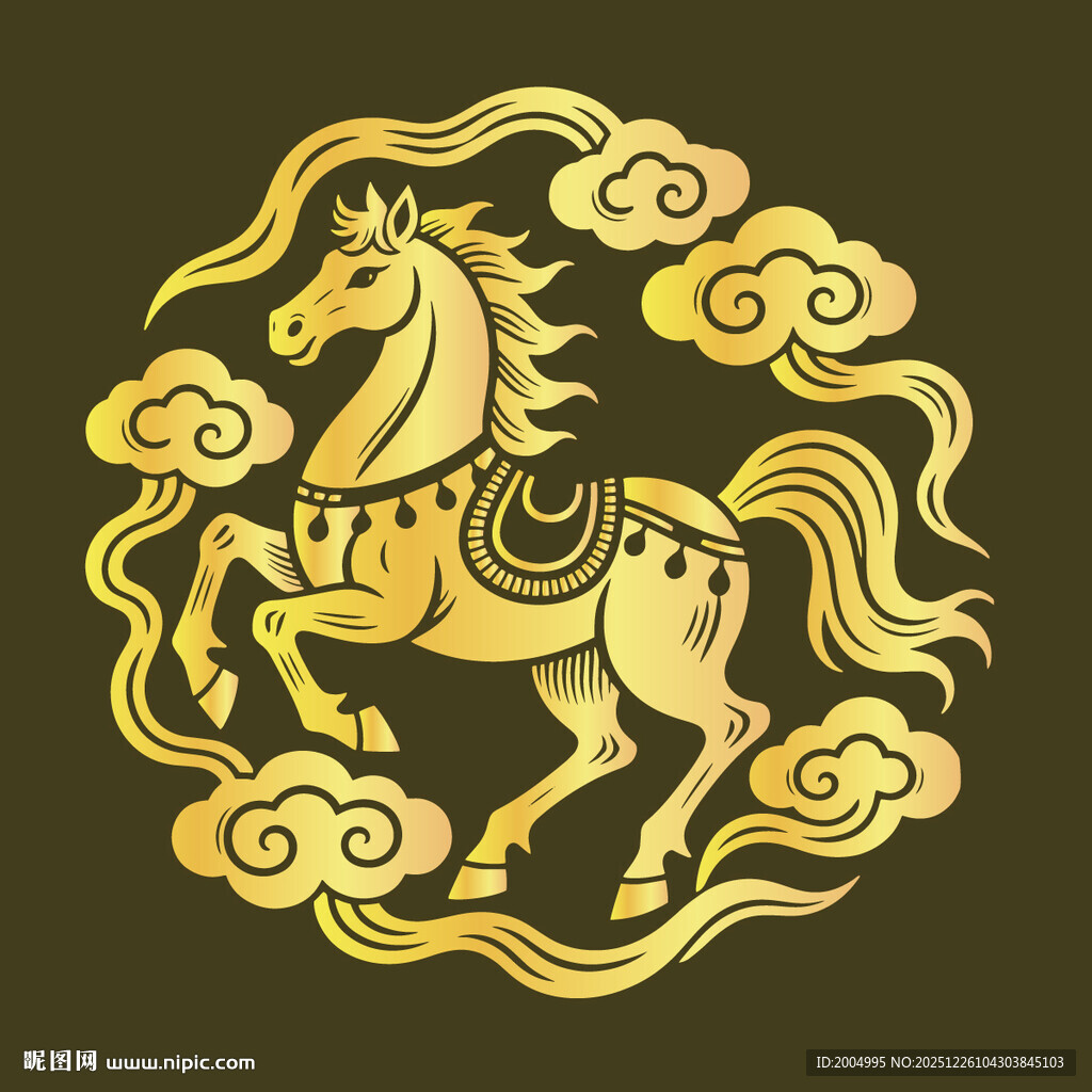 手绘风马年祥瑞艺术插画包装封面