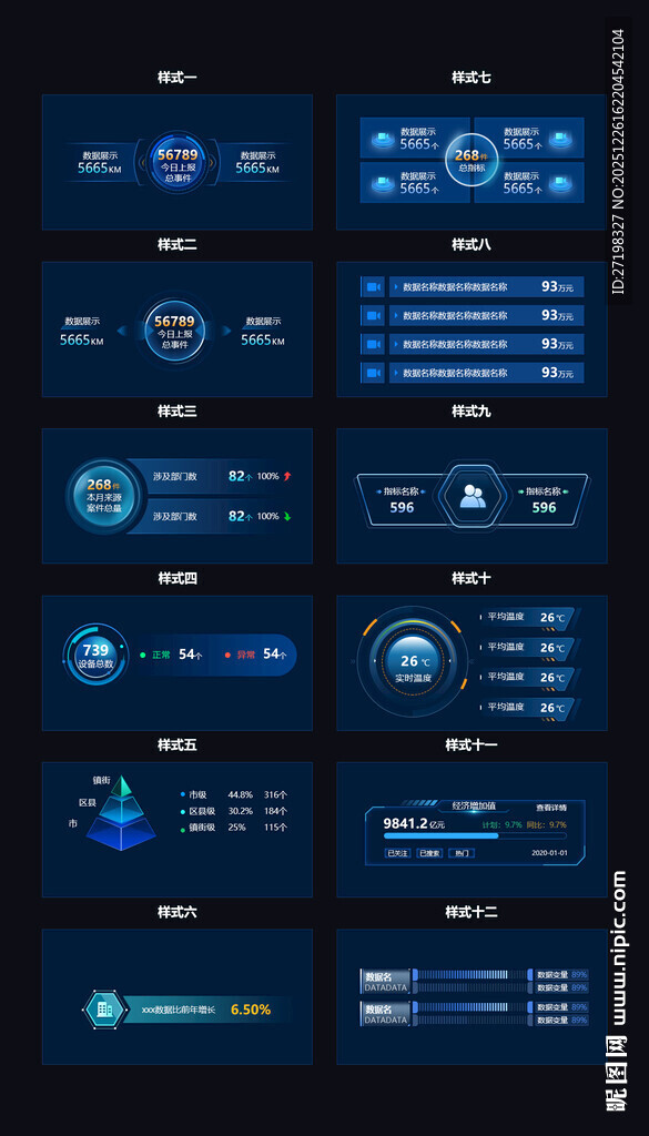 可视化科技大屏设计规范组件图