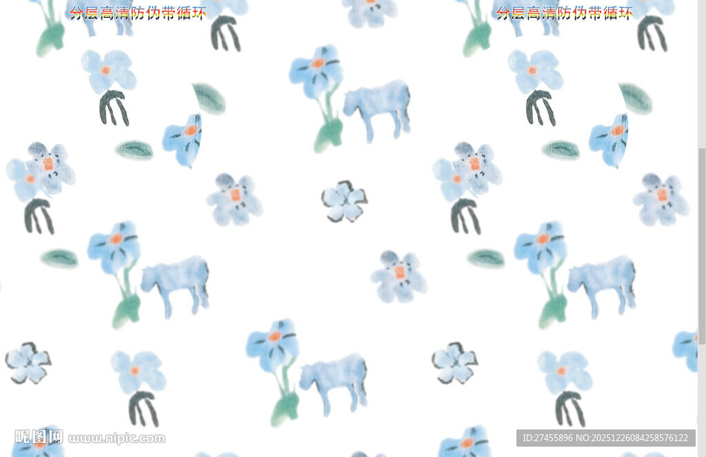 动物花卉图案背景纹理