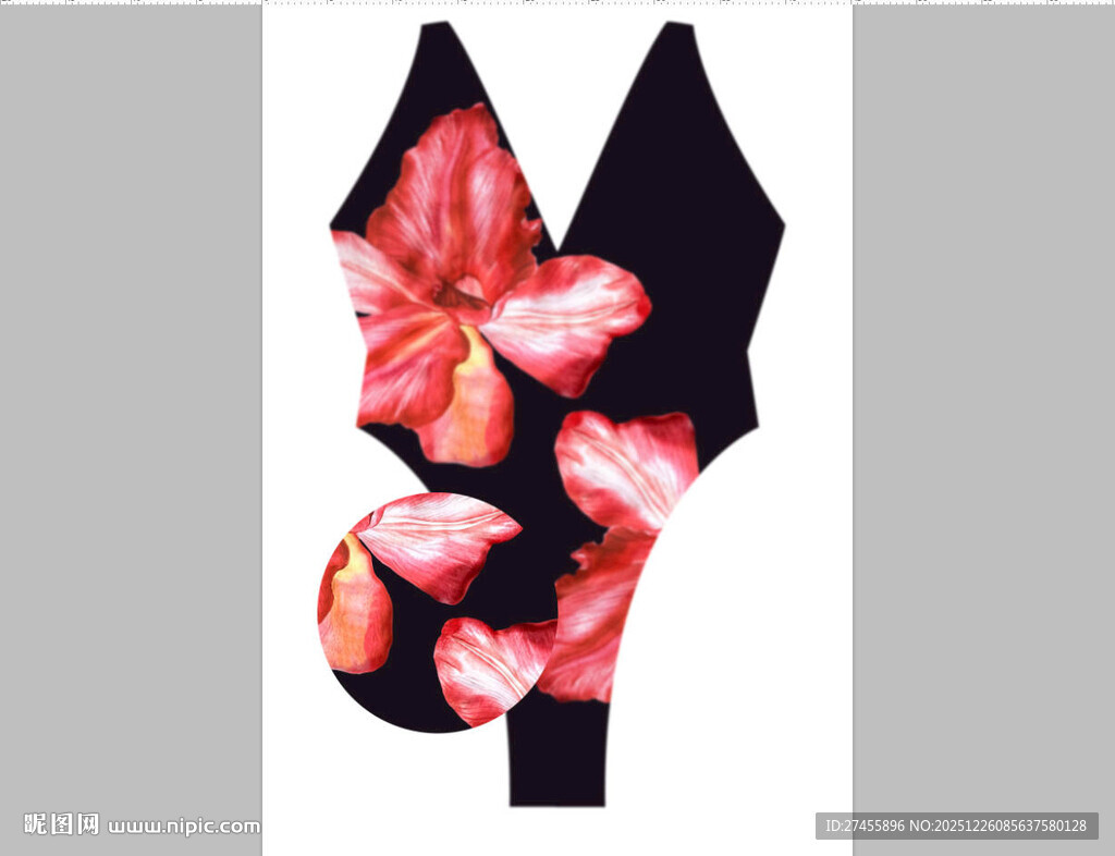 花卉图案女士泳衣设计