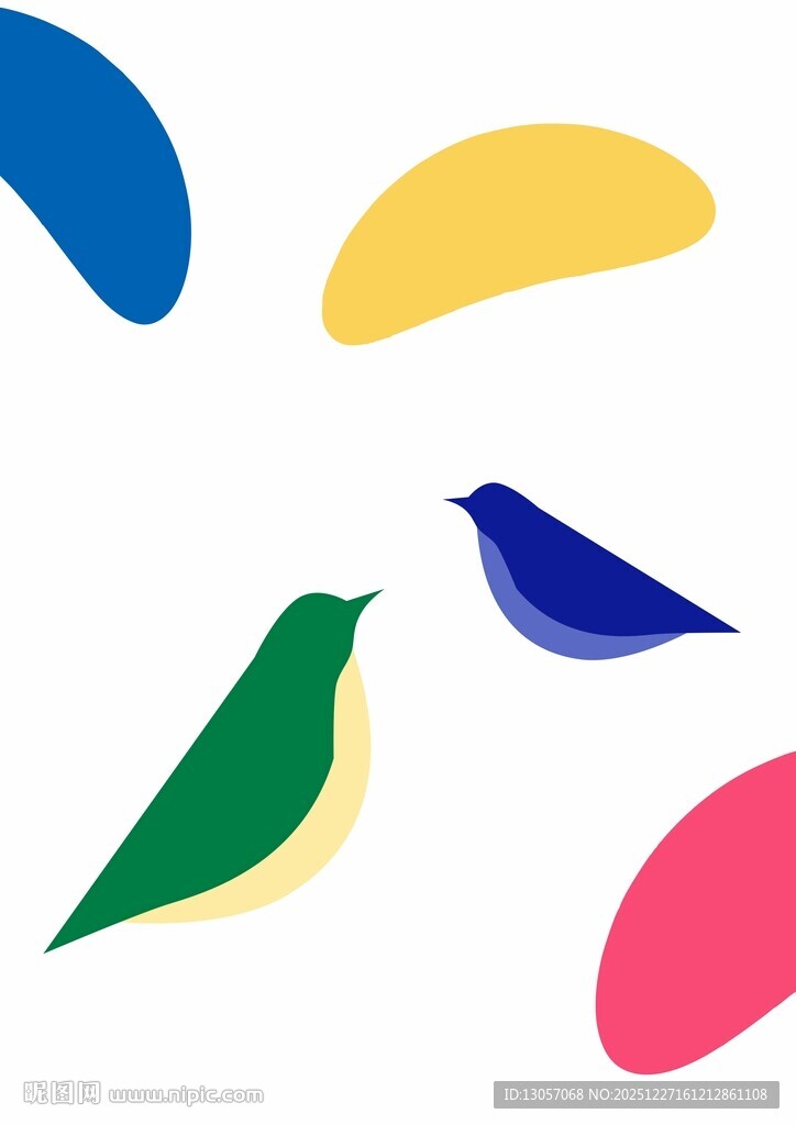 多彩小鸟与几何图形组合