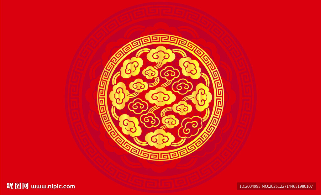 圆形中式古典祥云花纹