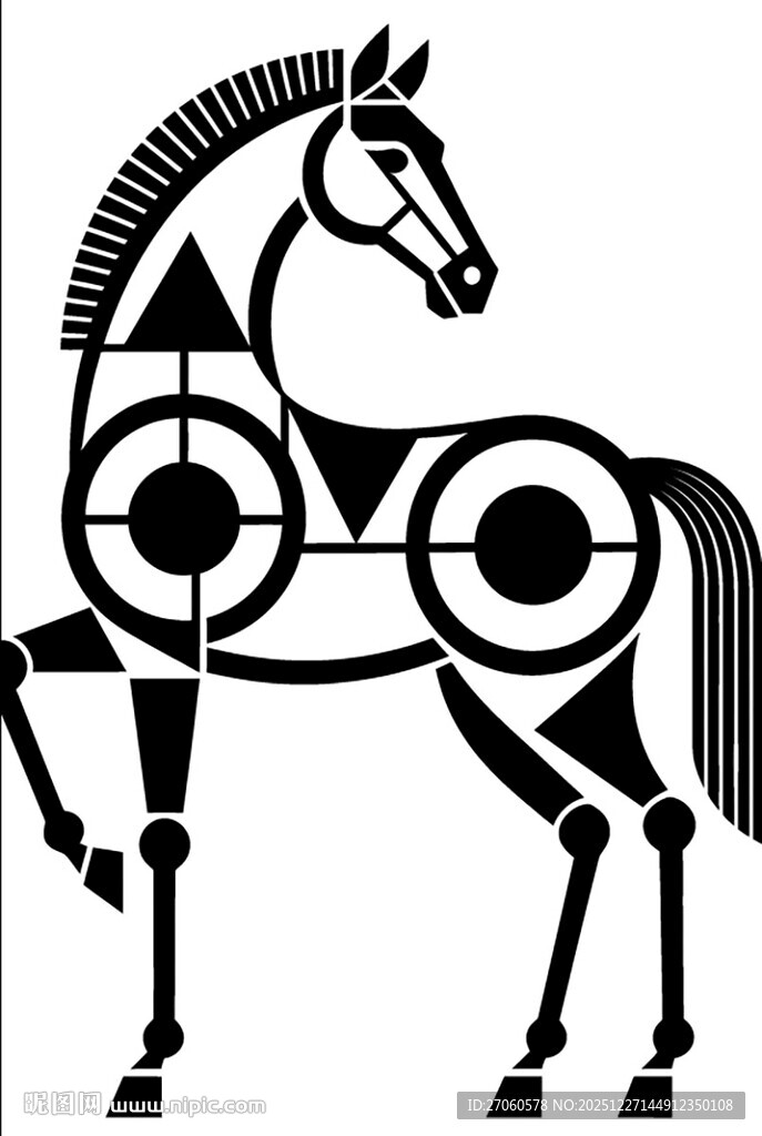 抽象几何风格站立骏马