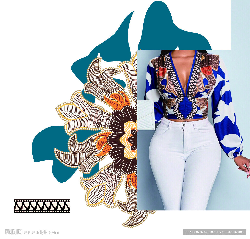 时尚印花上衣与白色长裤搭配