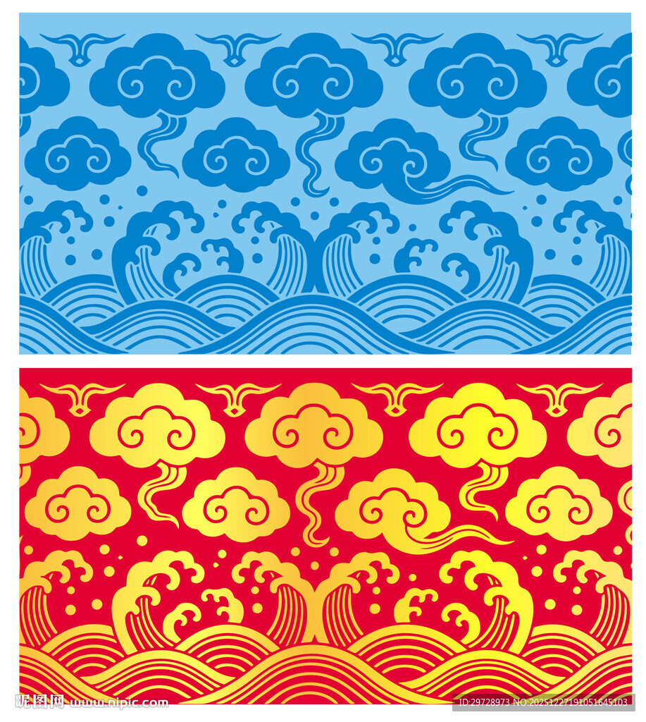 传统云纹海浪图案设计