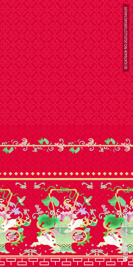 圣诞主题红色花纹装饰图汉服