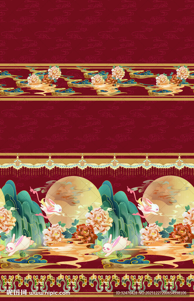 中式古典花纹装饰图案汉服