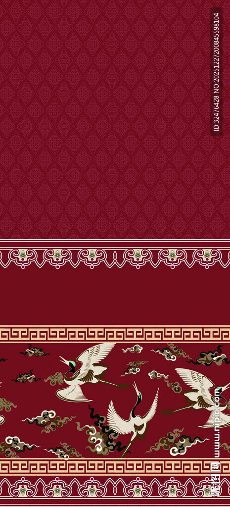 中式传统花纹红色织物图案汉服