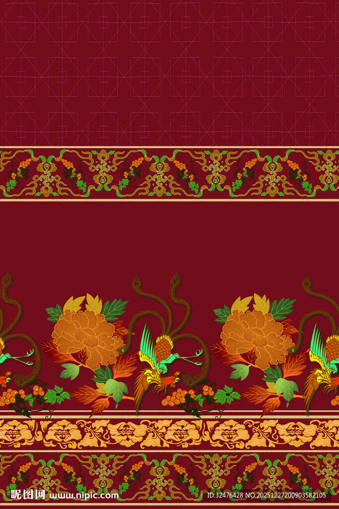 复古民族风花纹图案汉服