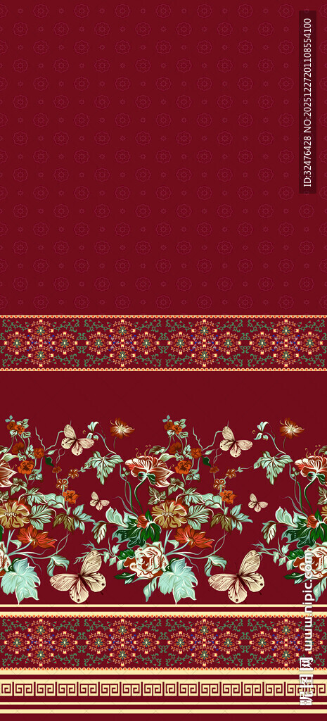 传统中式花卉图案装饰带