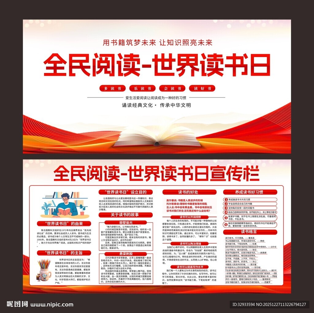 全民阅读世界读书日宣传展板