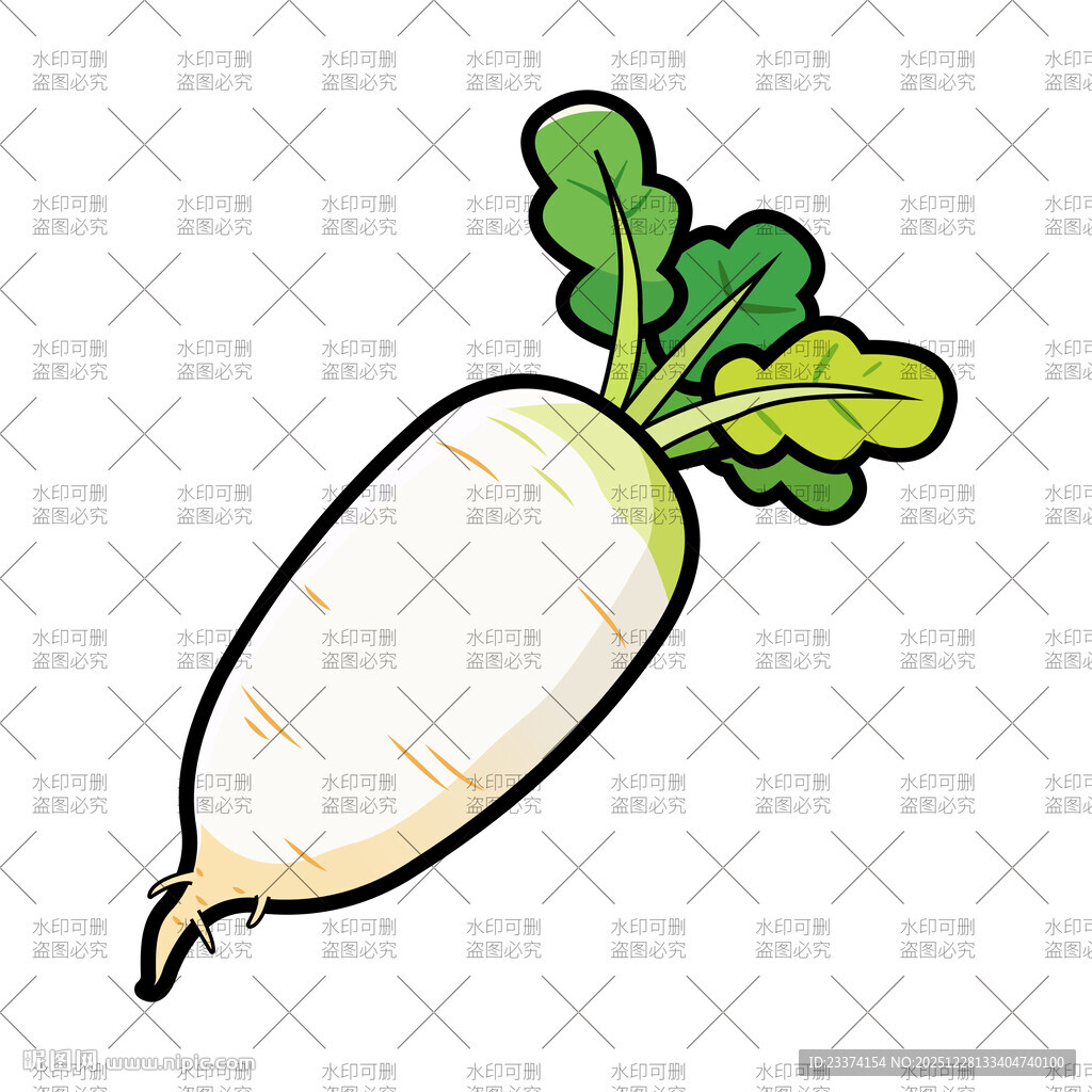 卡通白萝卜插画