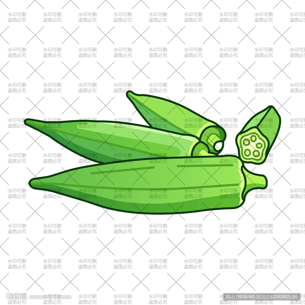 新鲜秋葵插画