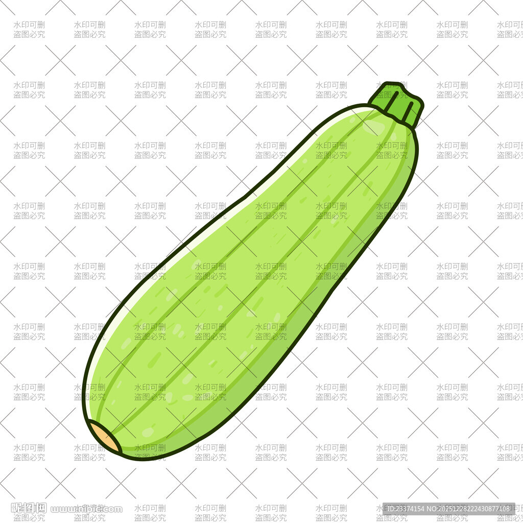 手绘绿色西葫芦