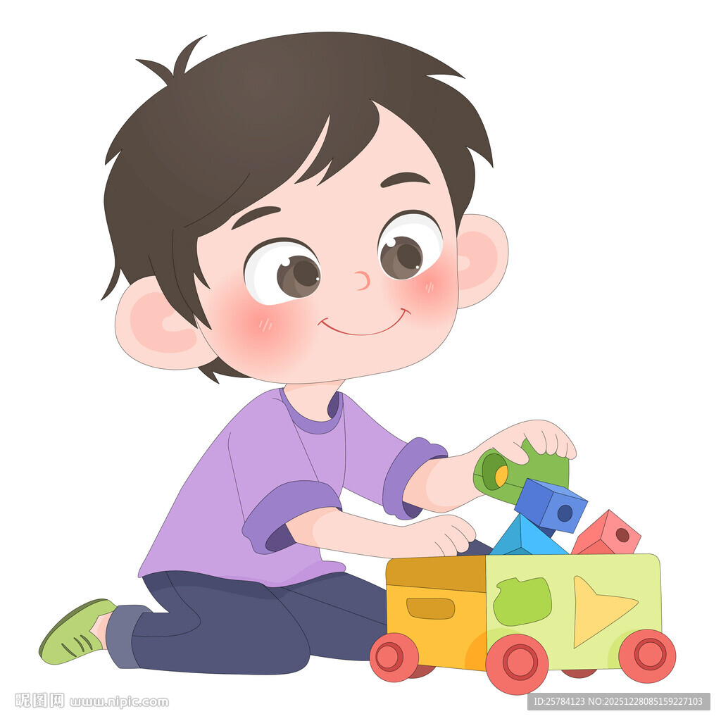 孩子做家务收拾整理玩具儿童插画