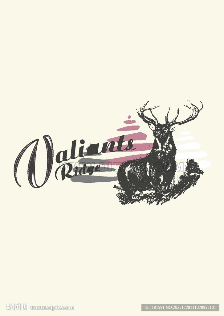 复古风摩托车与鹿标志设计