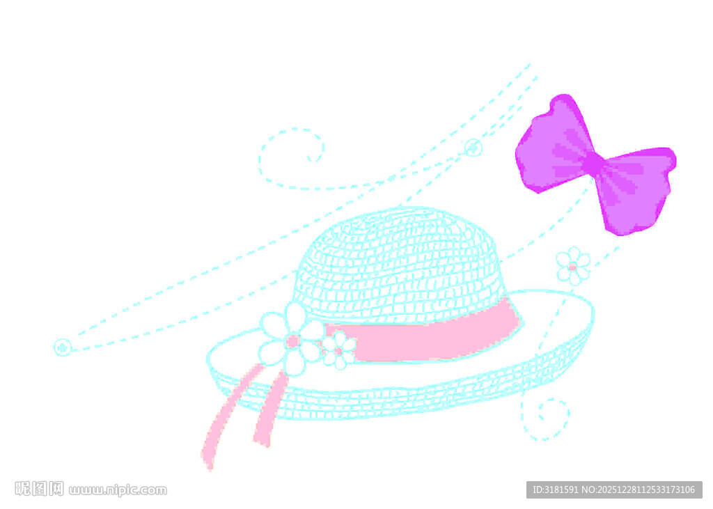 可爱蝴蝶结装饰遮阳帽