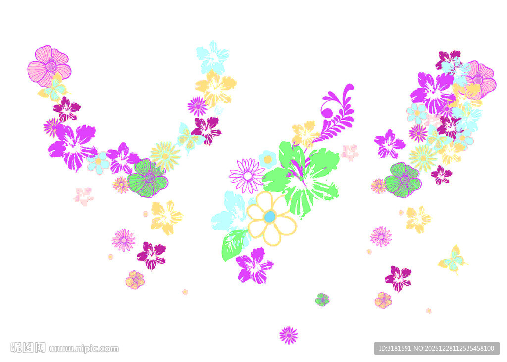 缤纷多彩花卉装饰图案