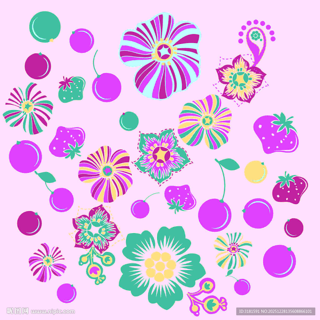 多彩花卉图案设计元素