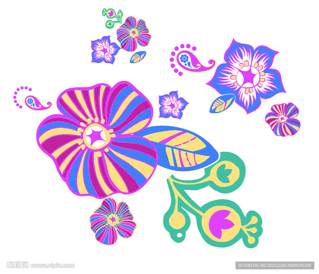 多彩花卉图案设计