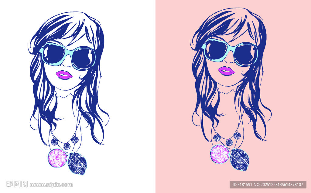 时尚墨镜女孩插画