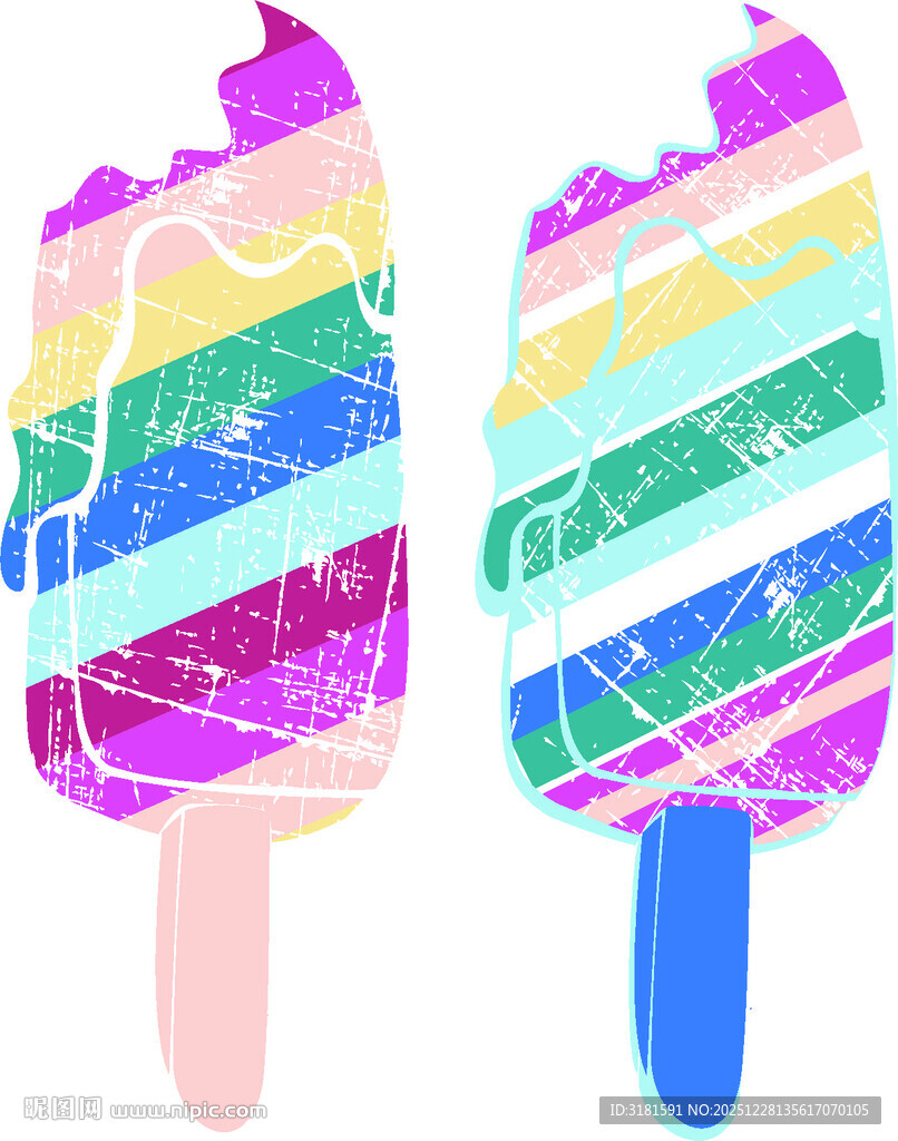 多彩条纹冰淇淋