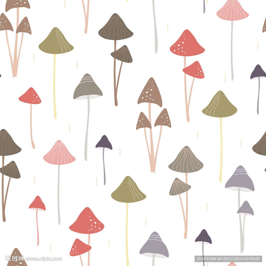 可爱多彩蘑菇图案背景