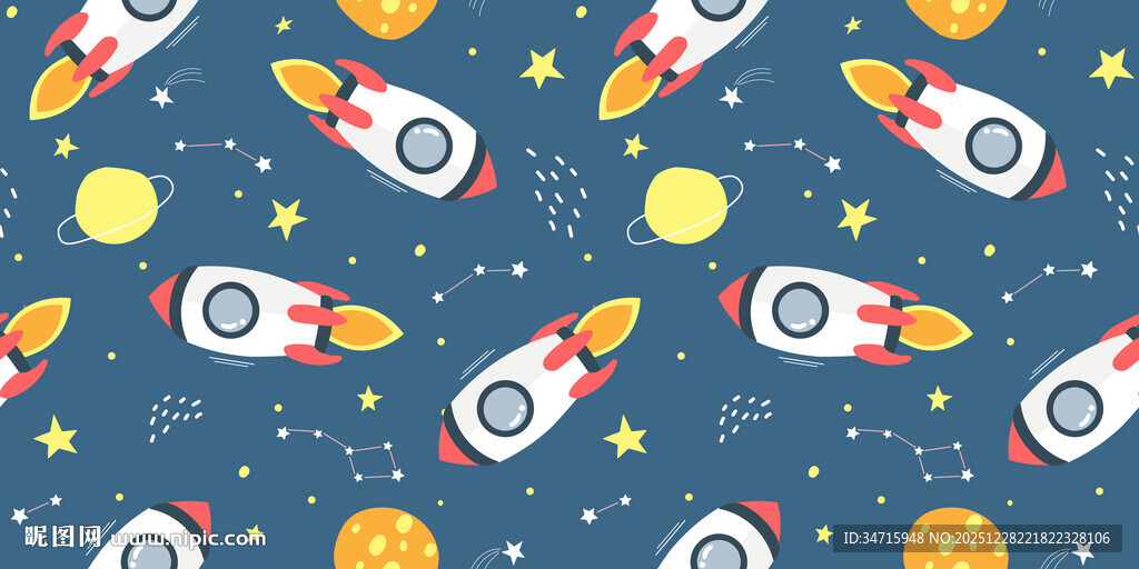 太空火箭星星图案背景