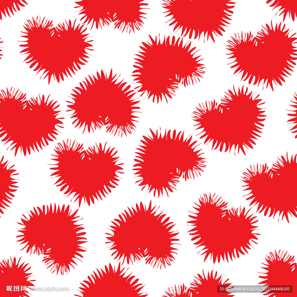 红色毛边爱心图案背景