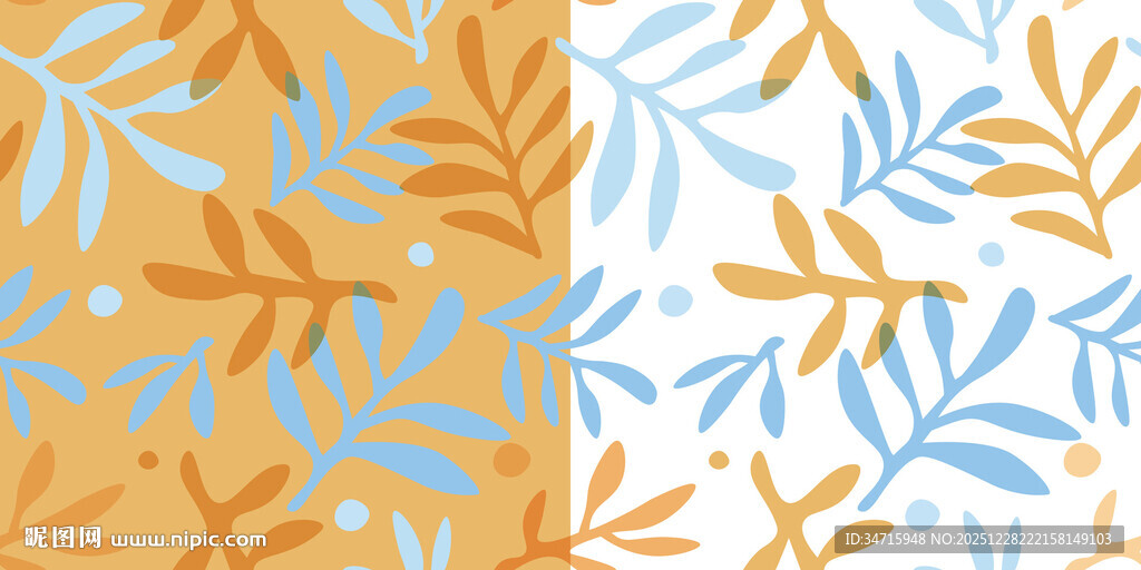 蓝黄相间花卉图案背景