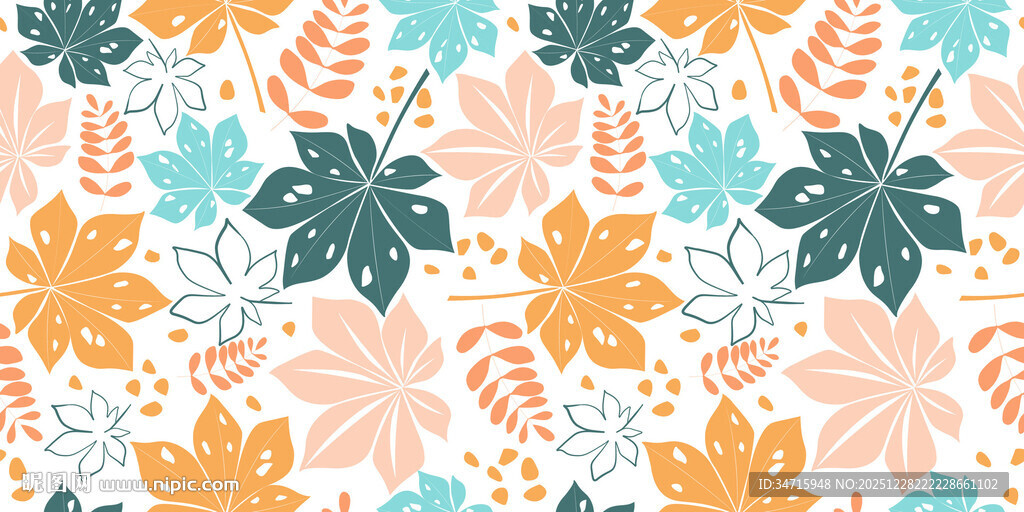 多彩植物花卉无缝图案