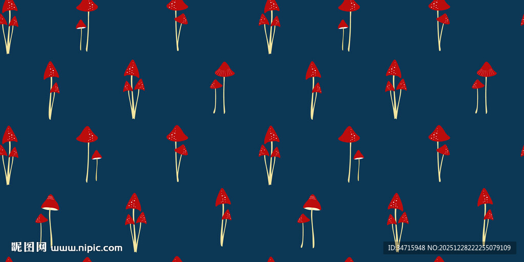 蓝色背景红色图案无缝纹理